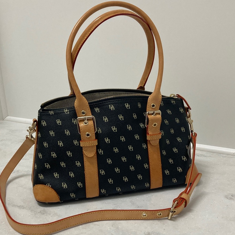 Dooney & Bourke Black and Tan Satchel